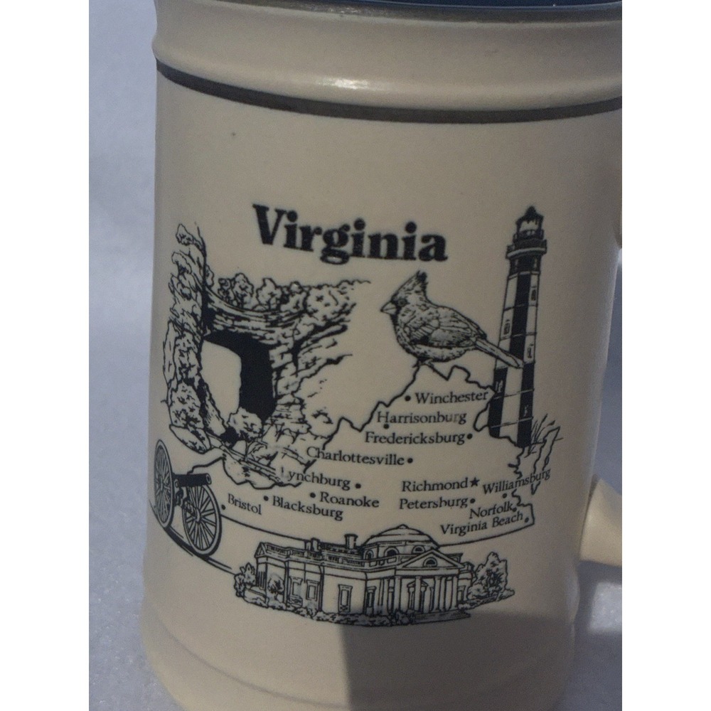 Vintage Virginia The Old Dominion Otagiri Souvenir Coffee Mug Blue Interior - Picture 3 of 5